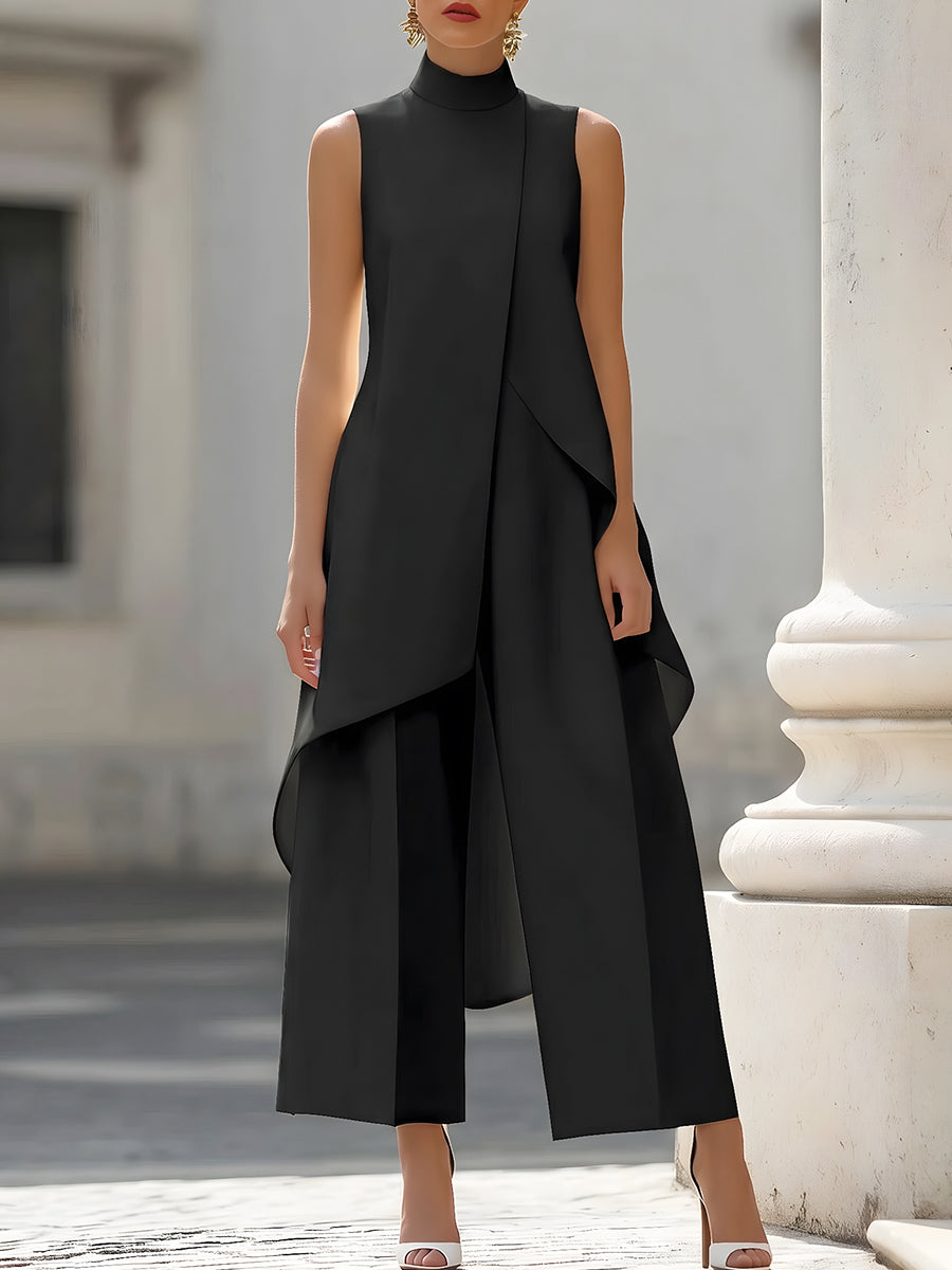 Léon Varel Asymmetric Layered Sleeveless Top & Wide-Leg Pants Set