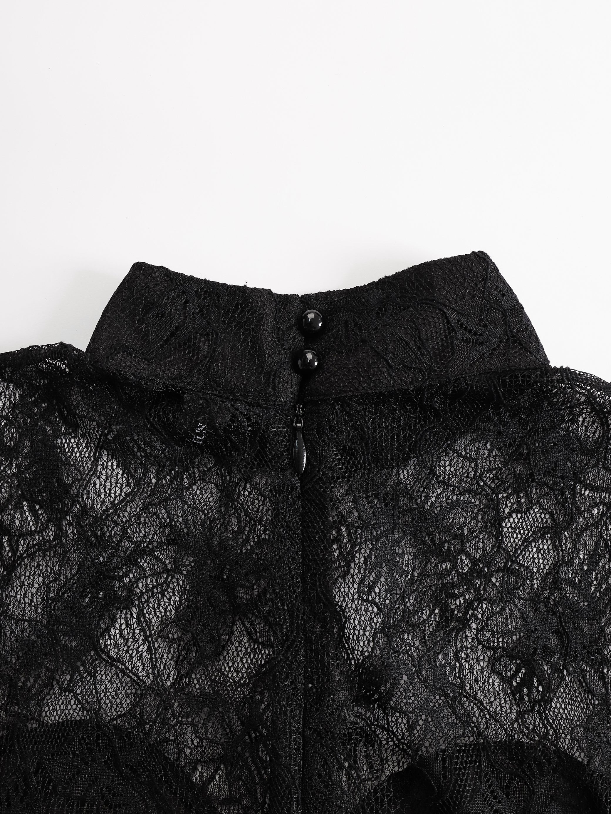 Léon Varel Black Lace Illusion Bodice Wide-Leg Evening Jumpsuit
