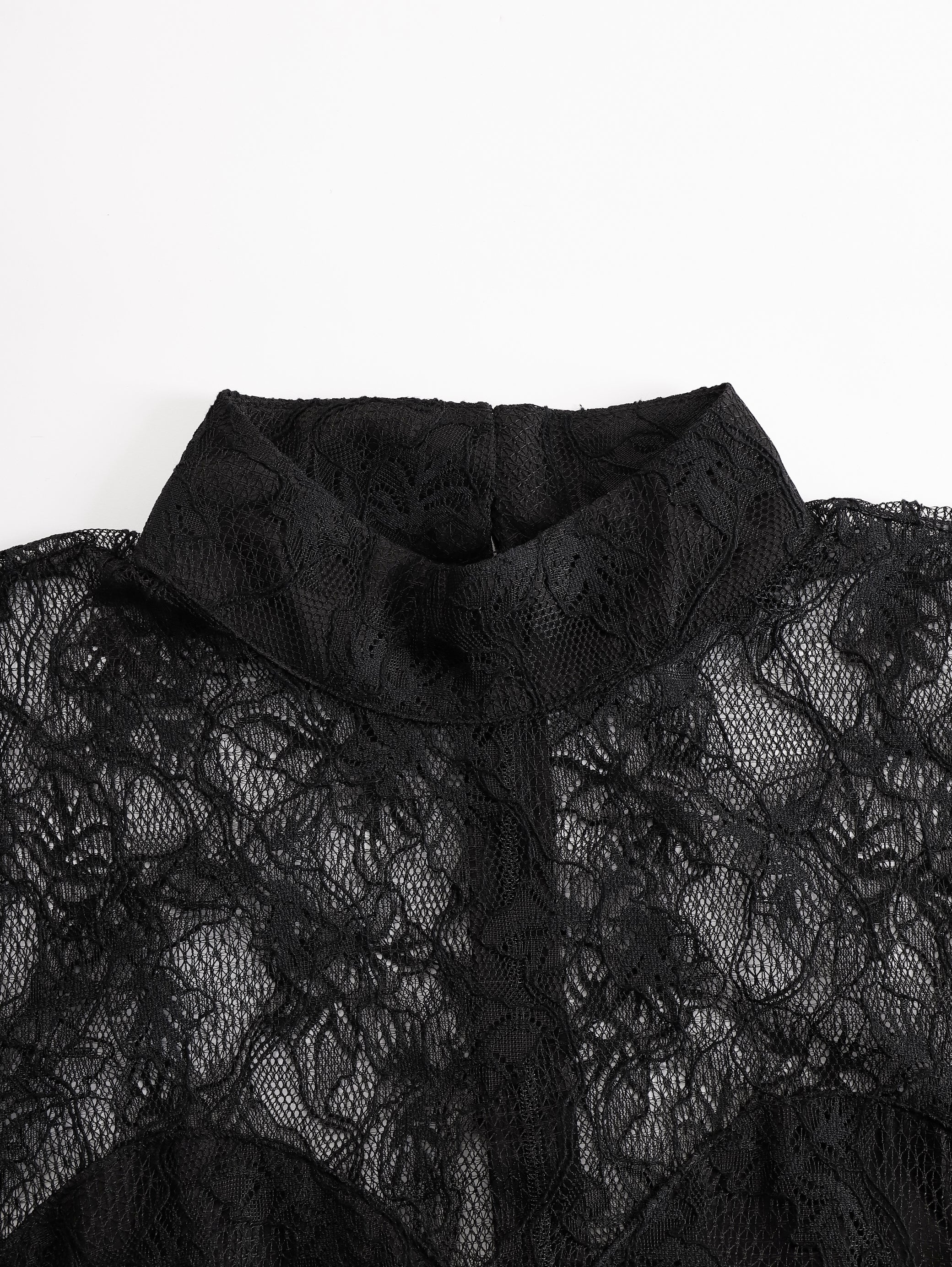 Léon Varel Black Lace Illusion Bodice Wide-Leg Evening Jumpsuit