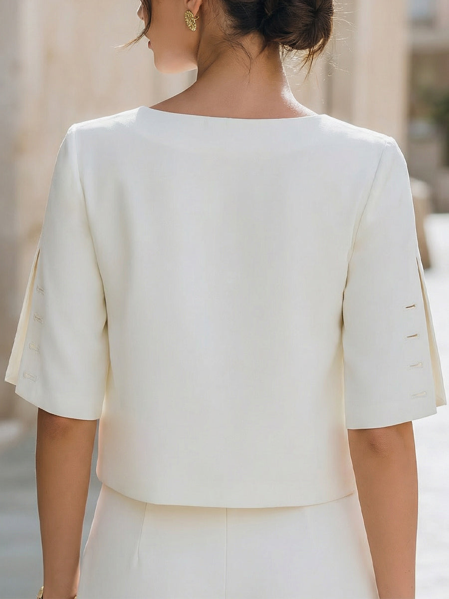 Léon Varel Button Detail Split Sleeve Elegant Top