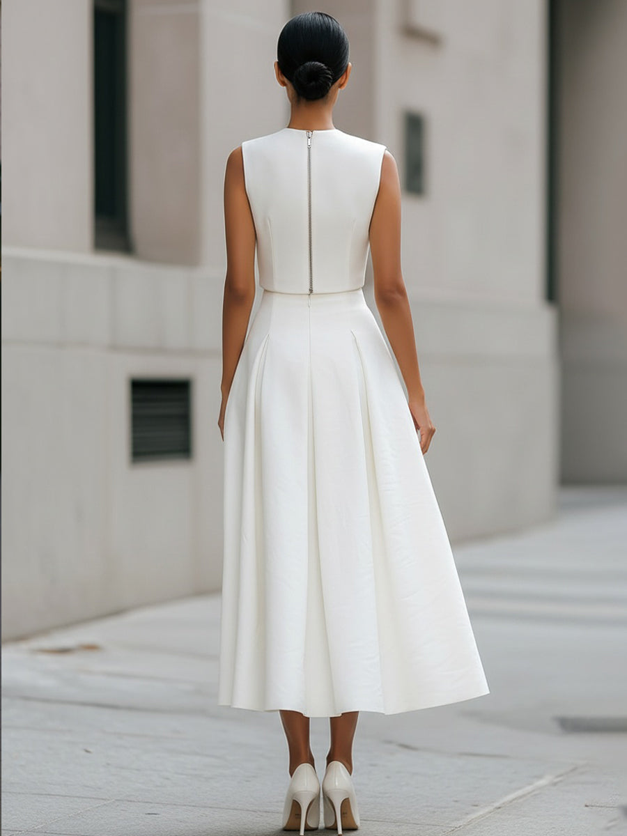 Léon Varel Sleeveless Cropped Top And Pleated Midi Skirt Set