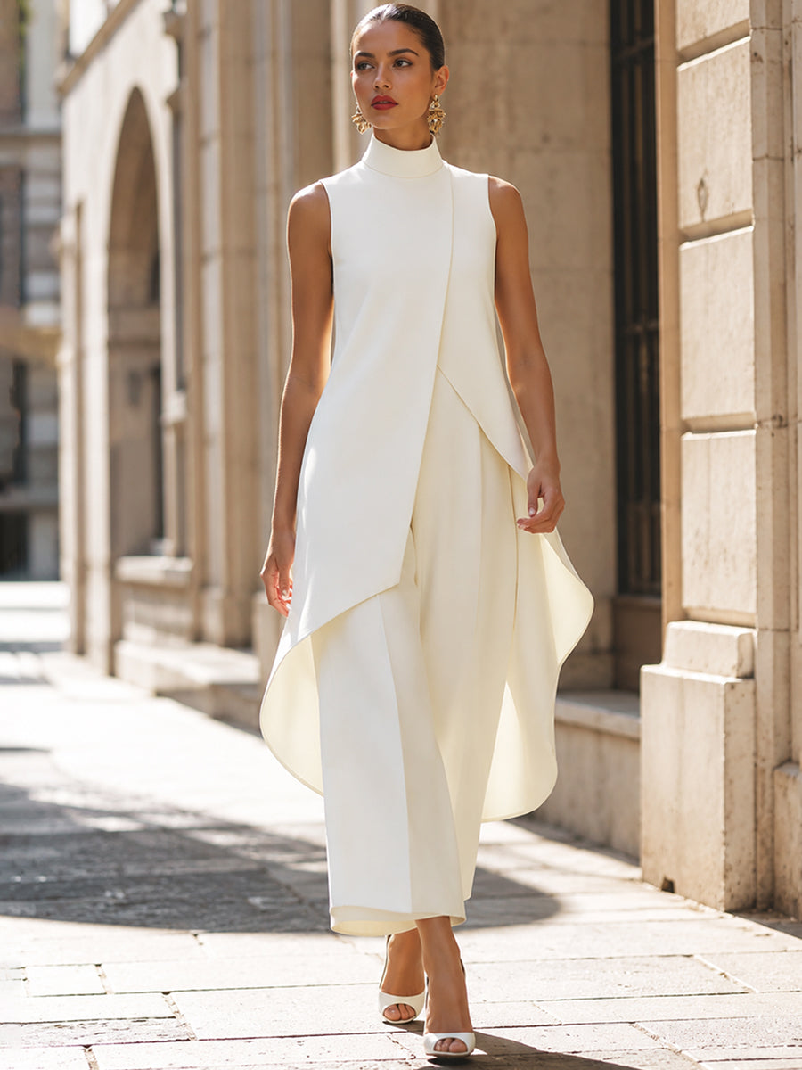 Léon Varel Asymmetric Layered Sleeveless Top & Wide-Leg Pants Set