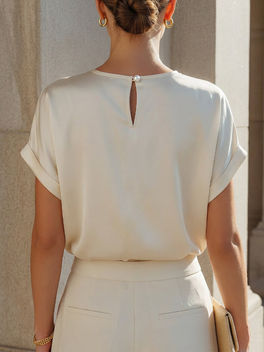 Léon Varel Minimalist Acetate Satin Relaxed Blouse