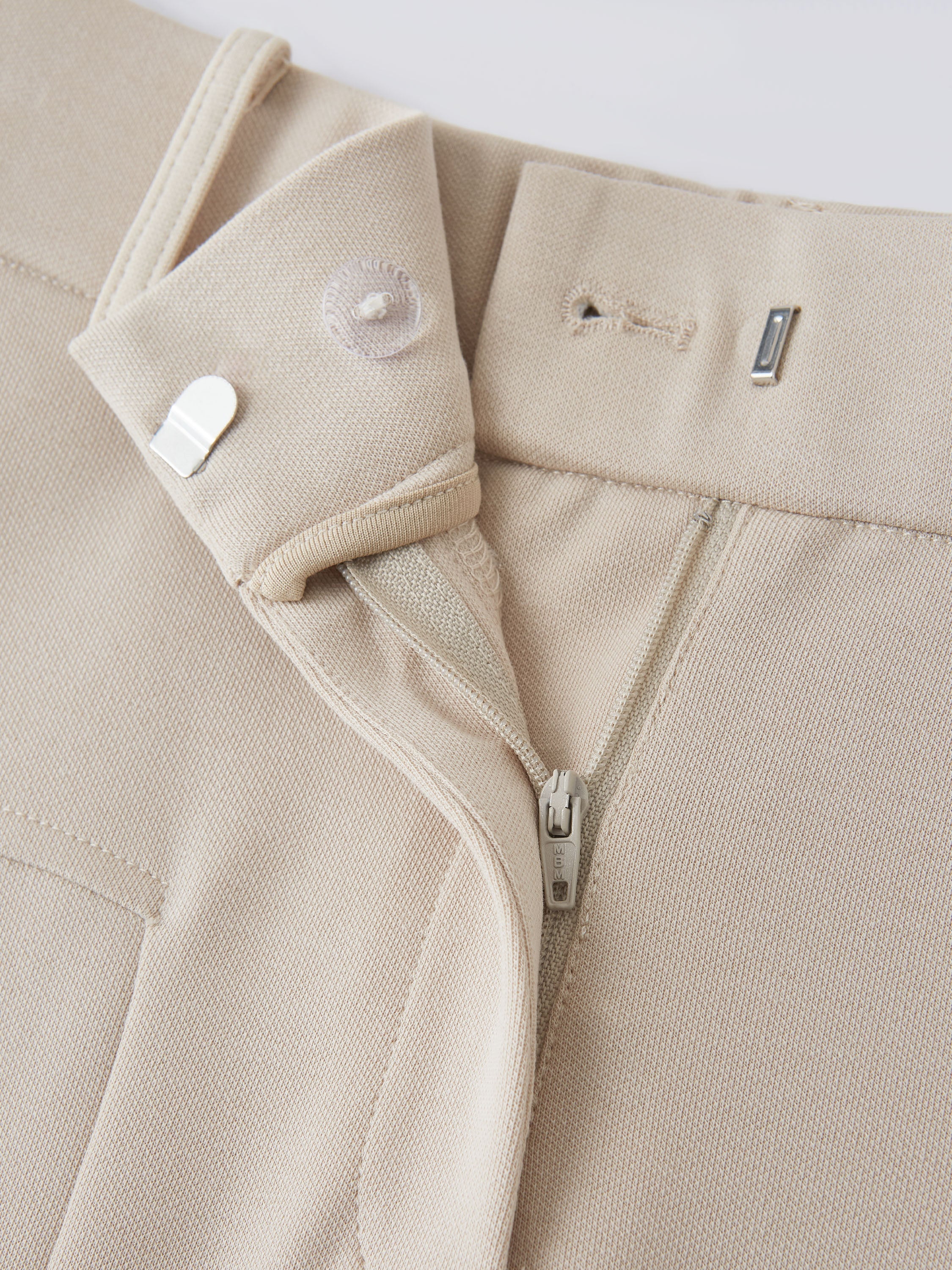 Stretch Cotton Mid Rise Wide Leg Trouser