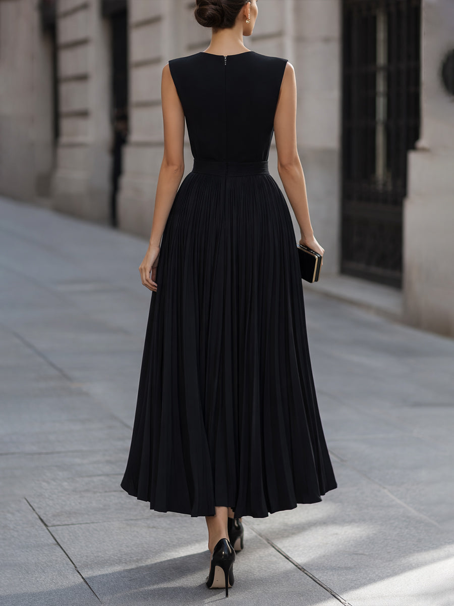 Léon Varel Sleeveless Pleated Midi Dress