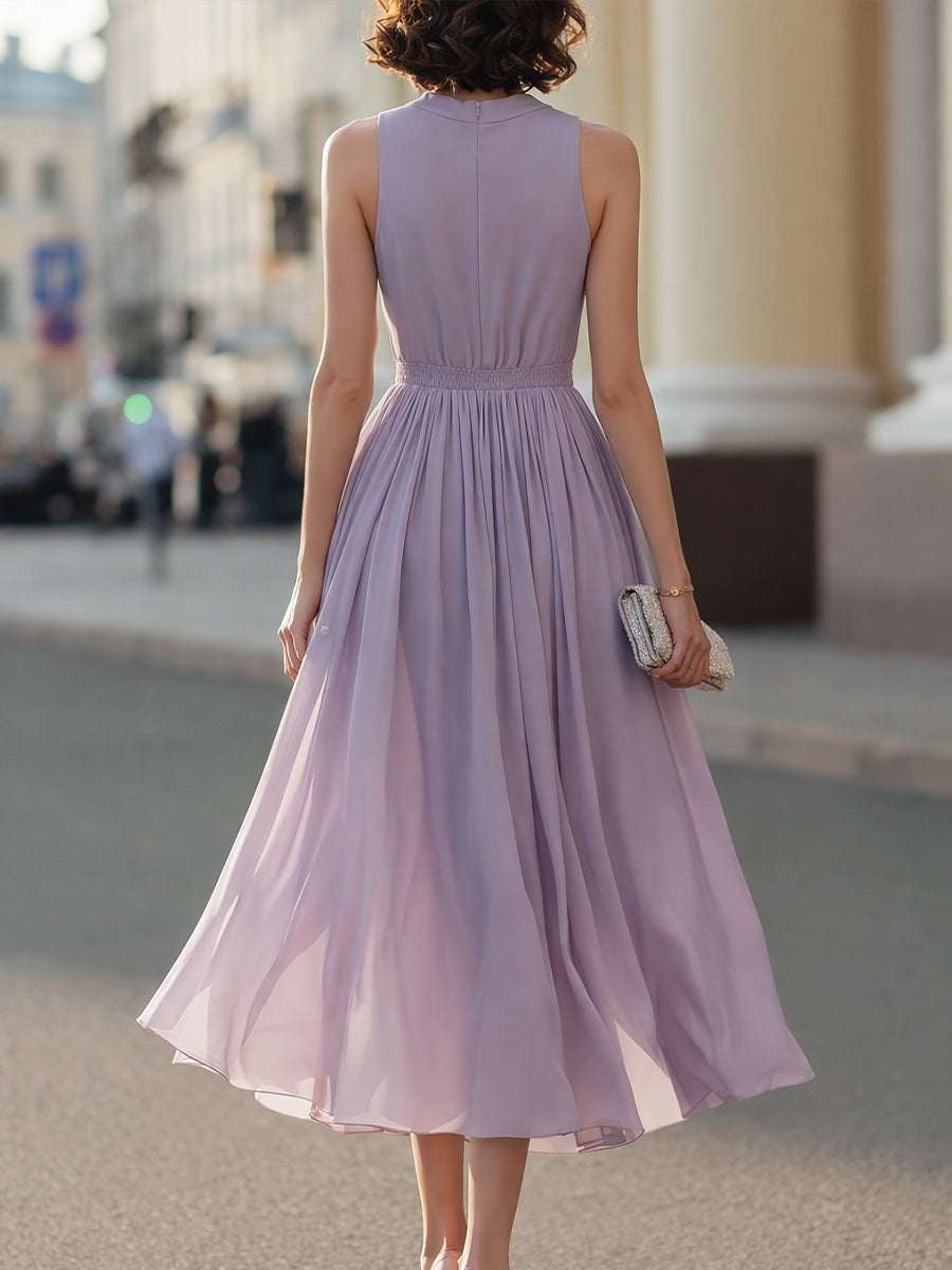 Léon Varel Sleeveless Pleated Waist Midi Dress