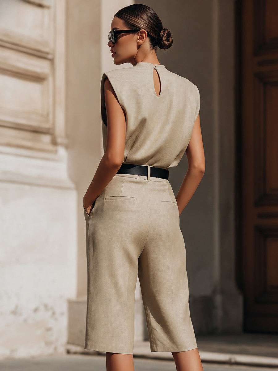 Léon Varel Minimalist Structured Sleeveless Top And Tailored Bermuda Shorts Set