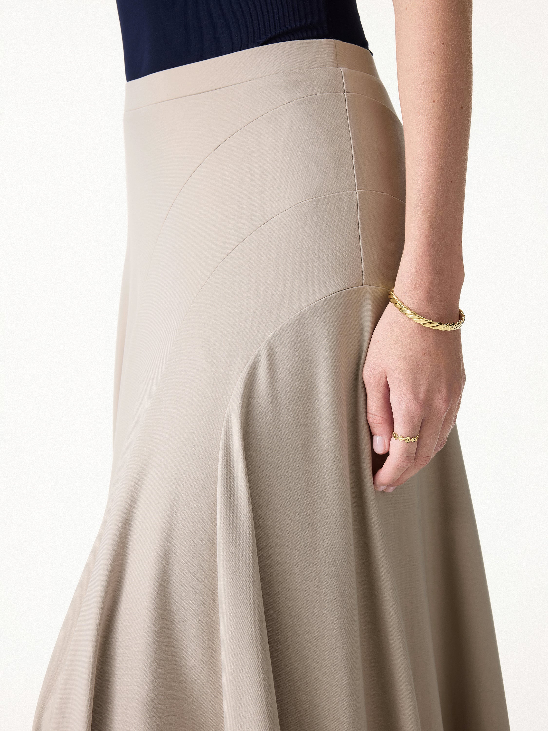 Flowy Drapey Mid Rise Midi Skirt