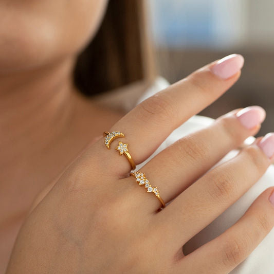 Léon Varel 18K Gold Plated Crystal Jewel Ring