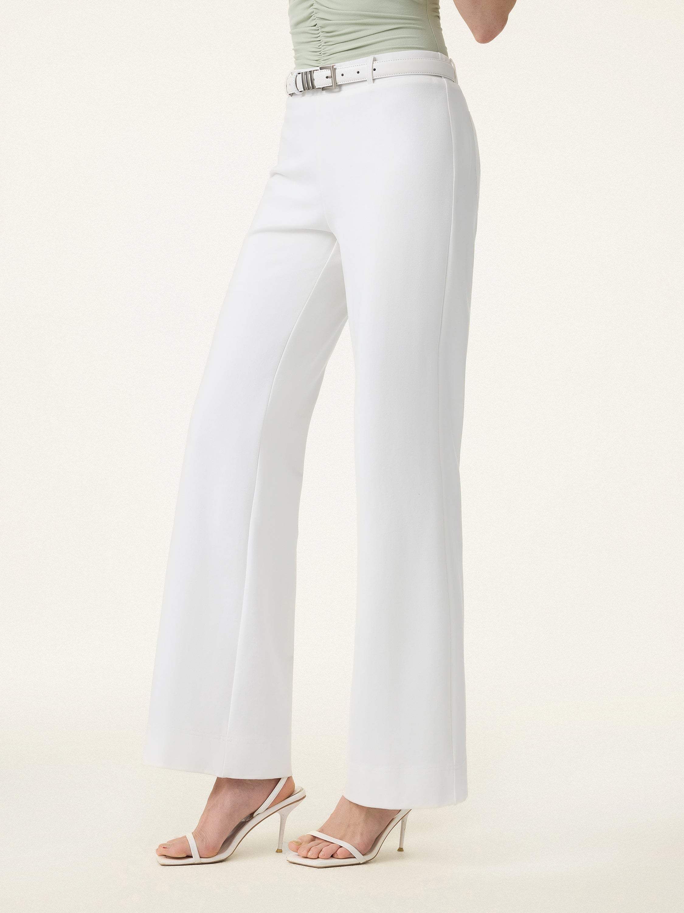 Not-See-Thru Drapey Mid Rise Wide Leg Pull-on Pant with Pockets