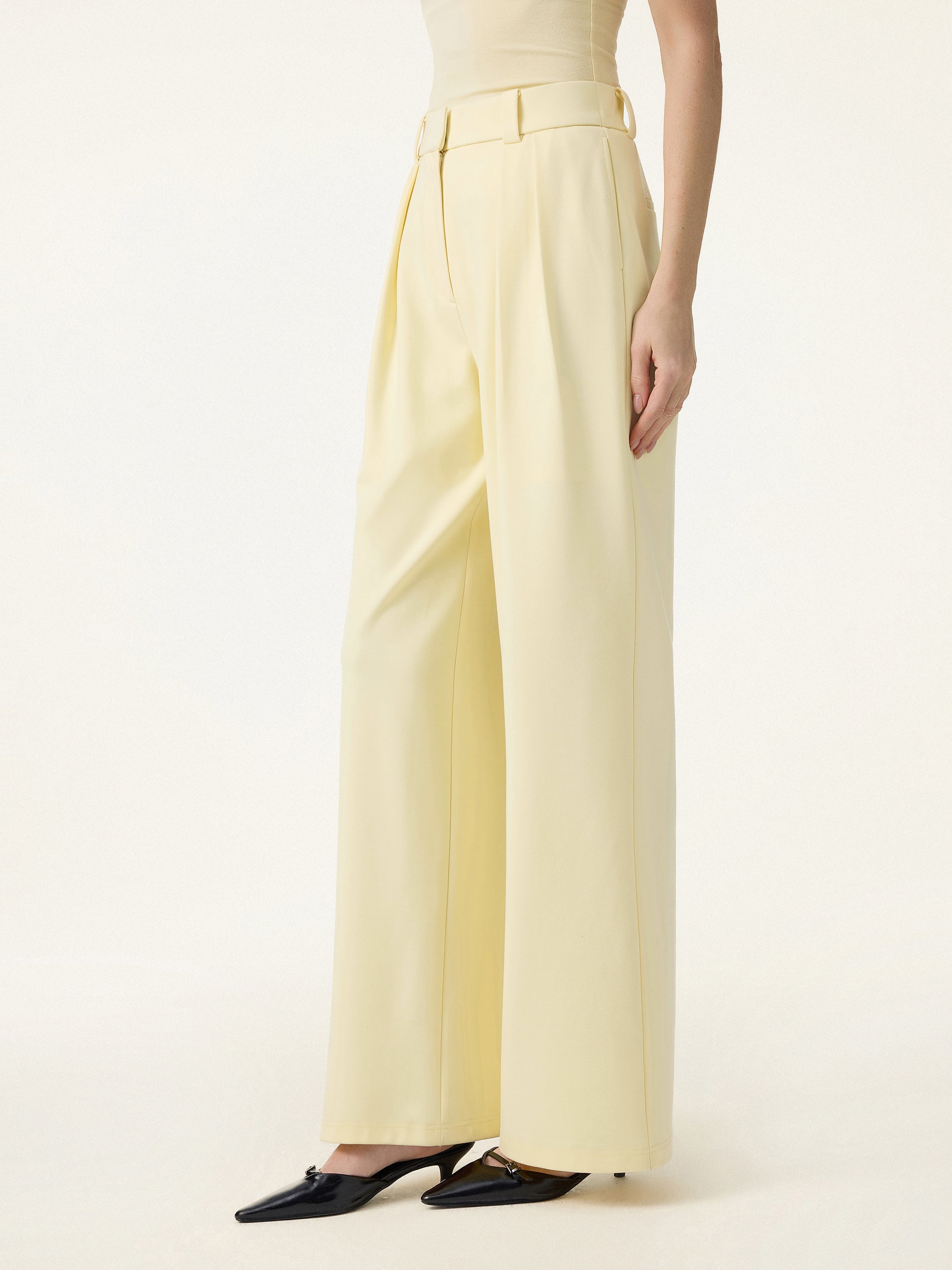 4-Way Stretch Drapey Mid Rise Wide Leg Work Pant
