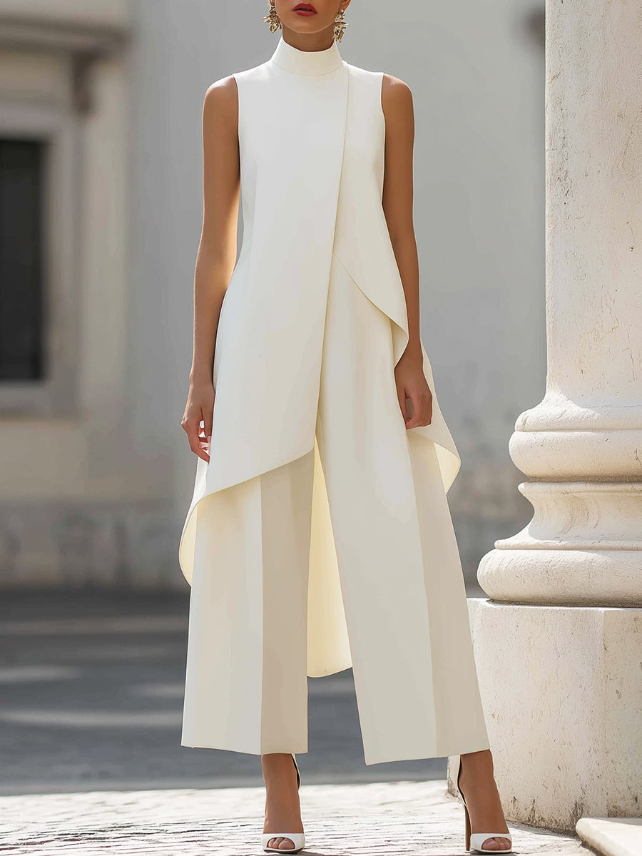 Léon Varel Asymmetric Layered Sleeveless Top & Wide-Leg Pants Set