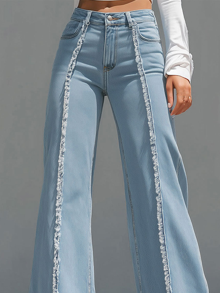 Léon Varel High-Waisted Light Blue Flared Jeans With Raw Edge Seams