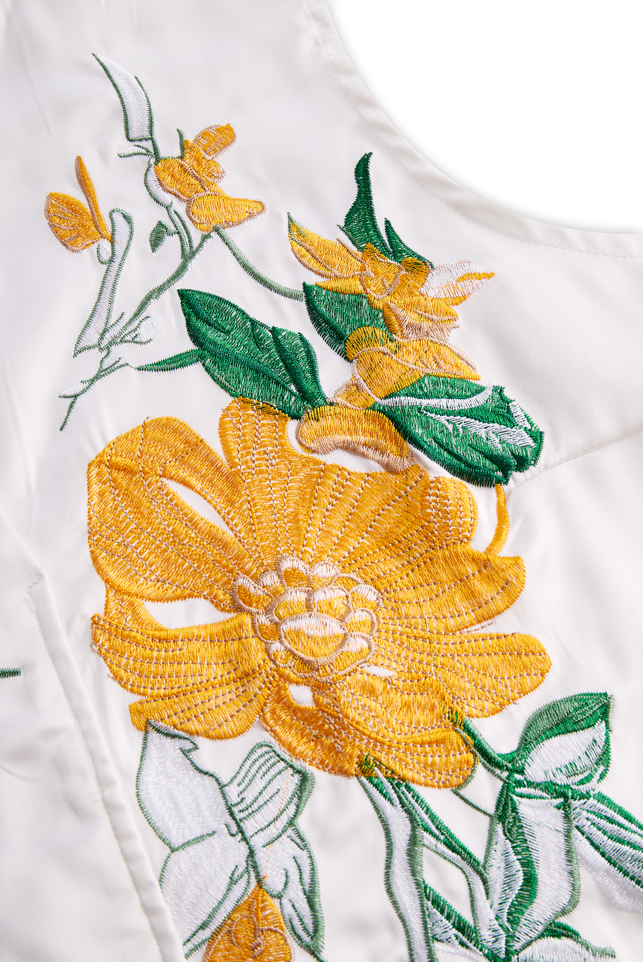 Léon Varel Sleeveless Blouse with Yellow Floral Embroidery