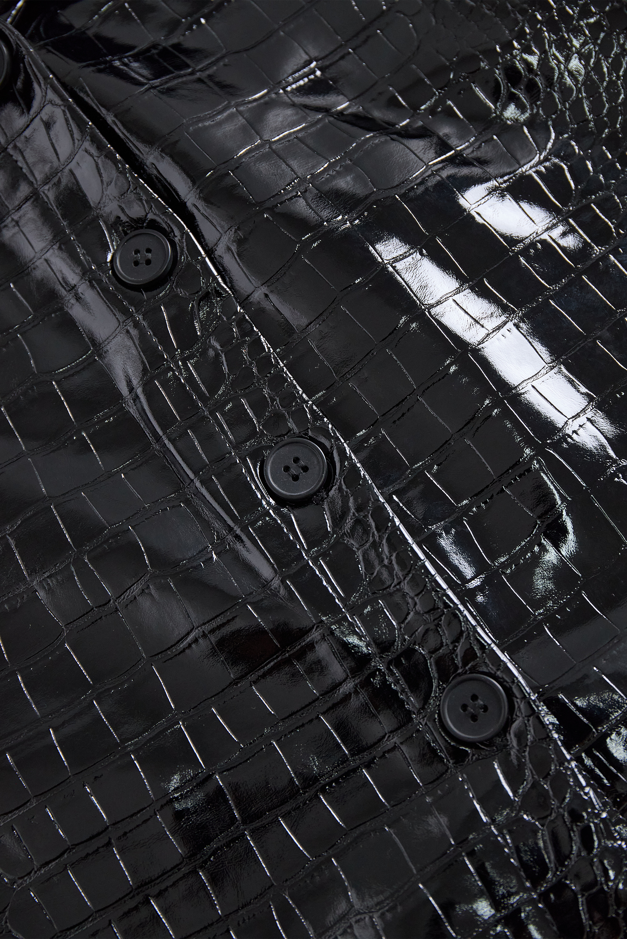 Léon Varel Glossy Black Crocodile Embossed Shirt