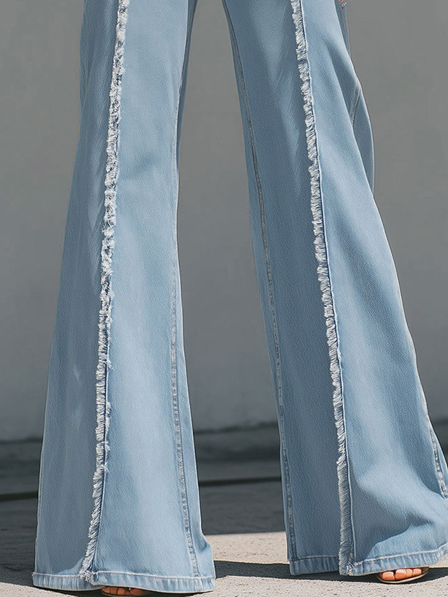 Léon Varel High-Waisted Light Blue Flared Jeans With Raw Edge Seams
