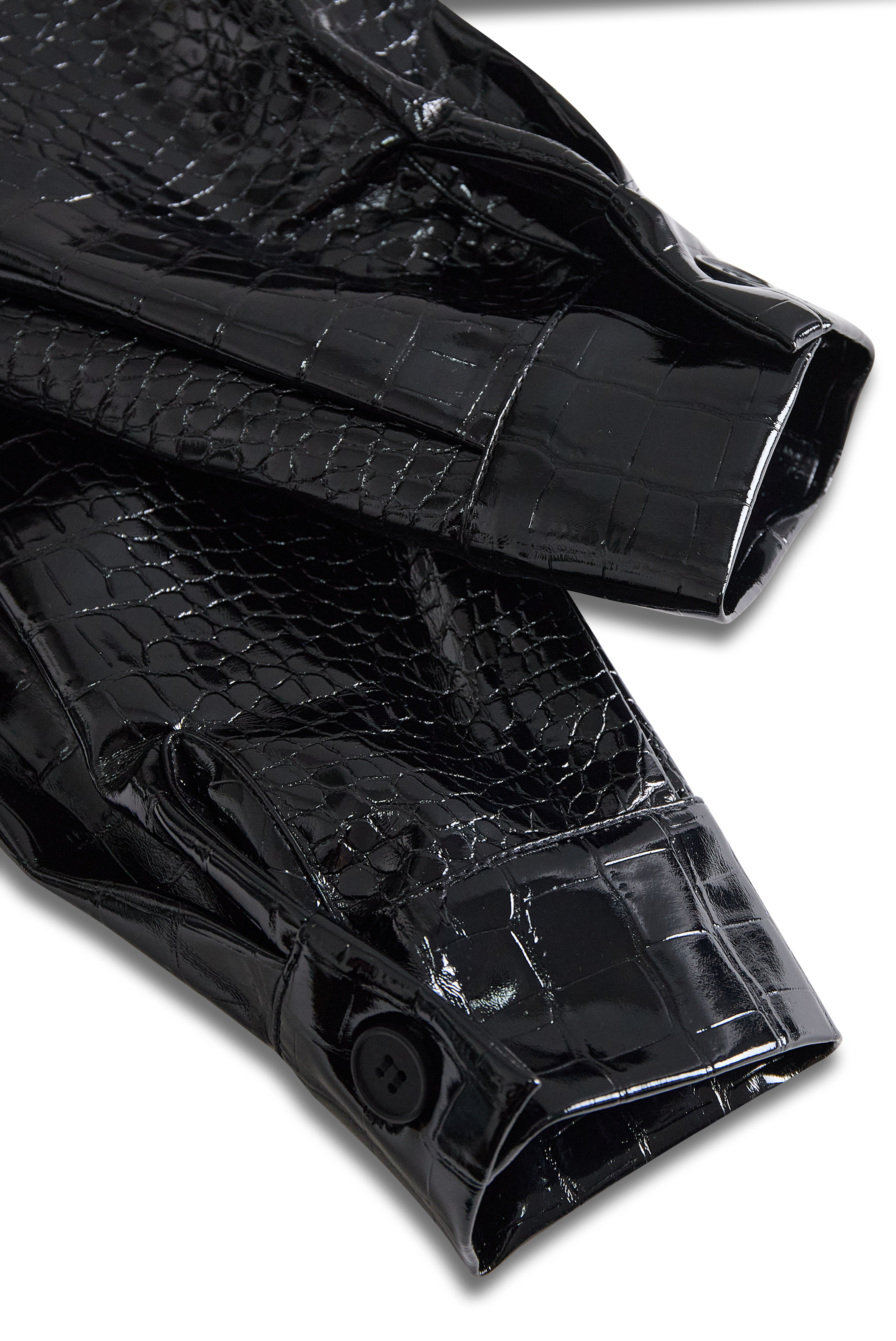 Léon Varel Glossy Black Crocodile Embossed Shirt