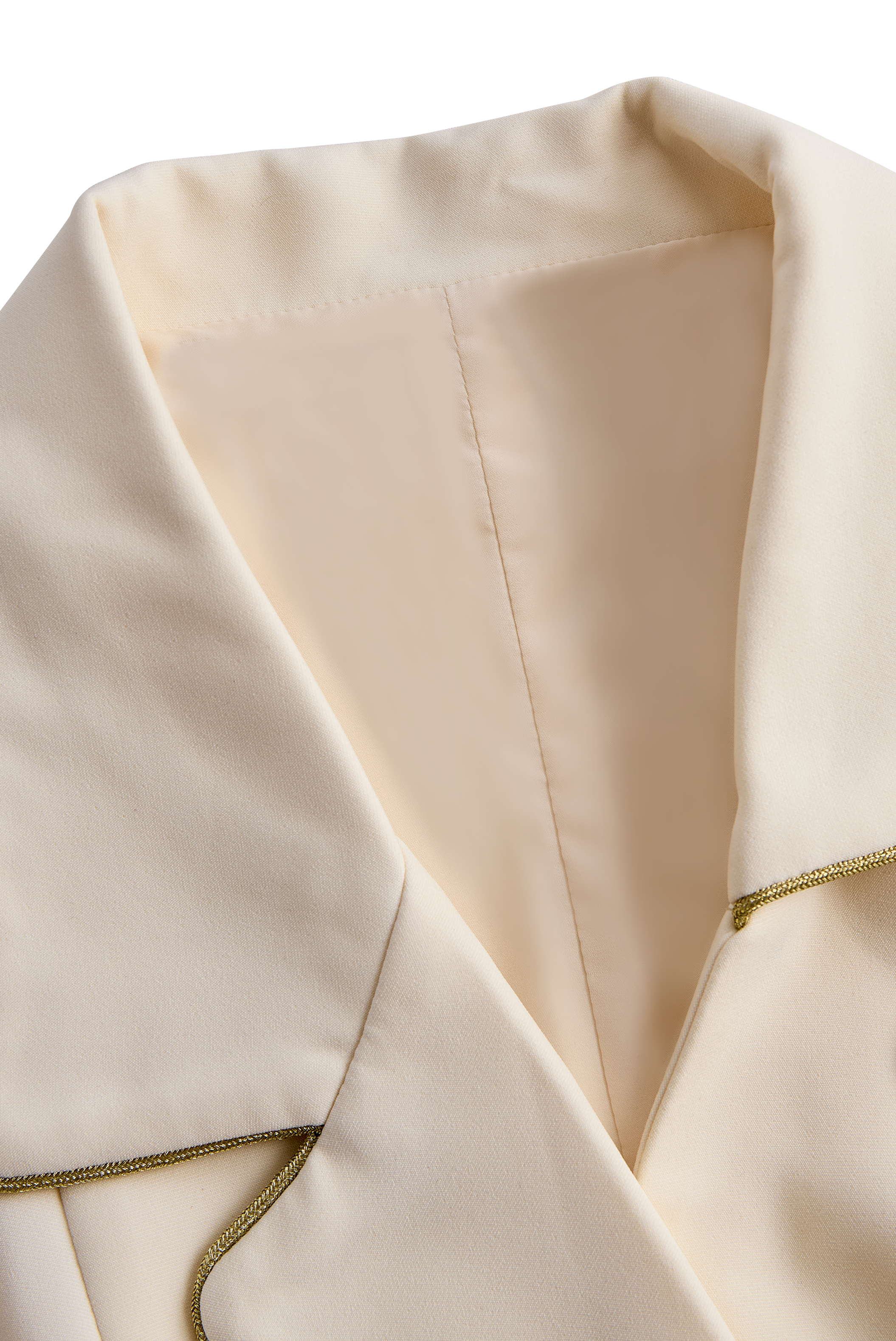Léon Varel White Sleeveless Blazer Romper With Gold Trim
