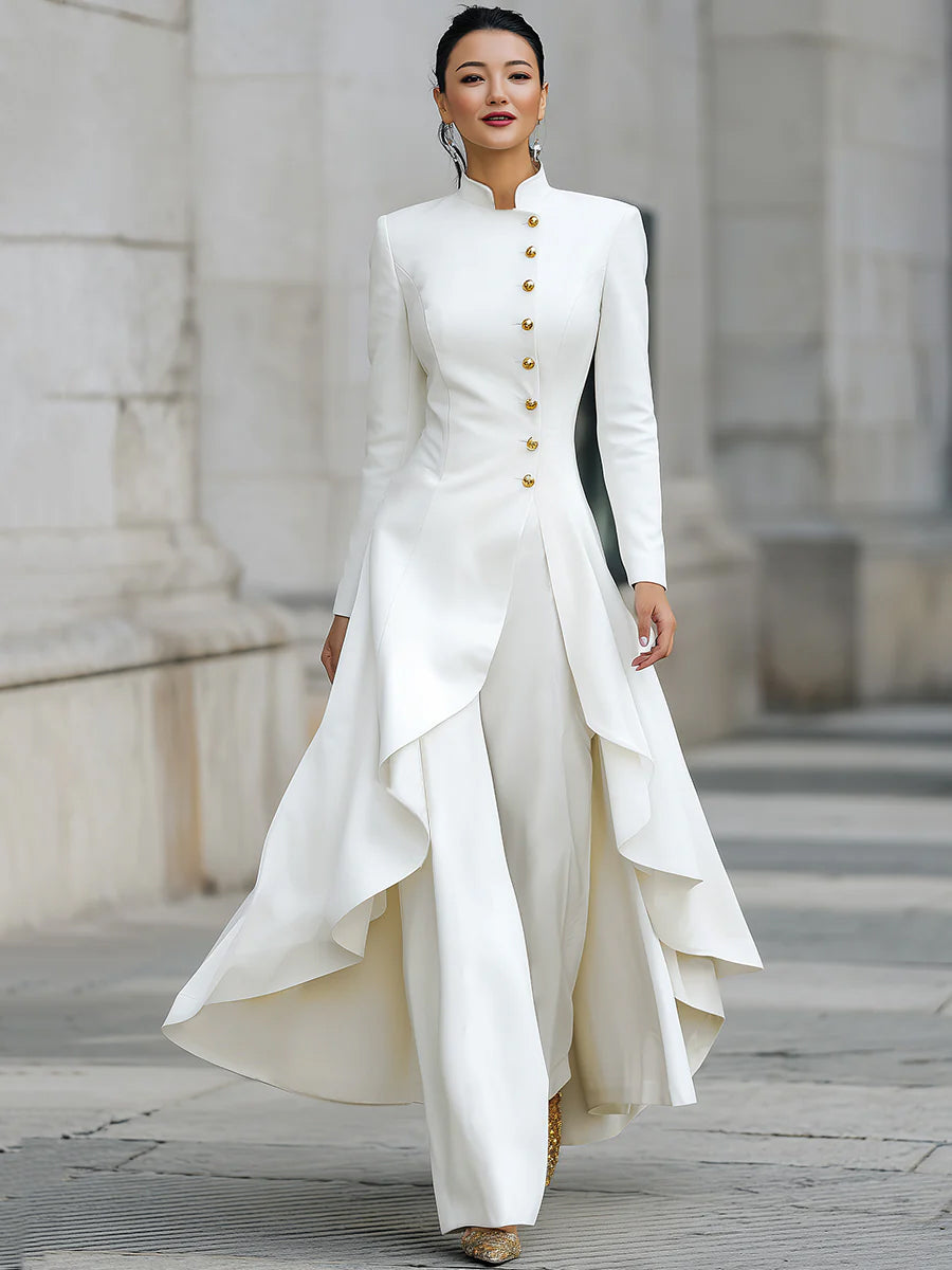 Léon Varel Elegant Front-buttons Long Blazer And Pants Set