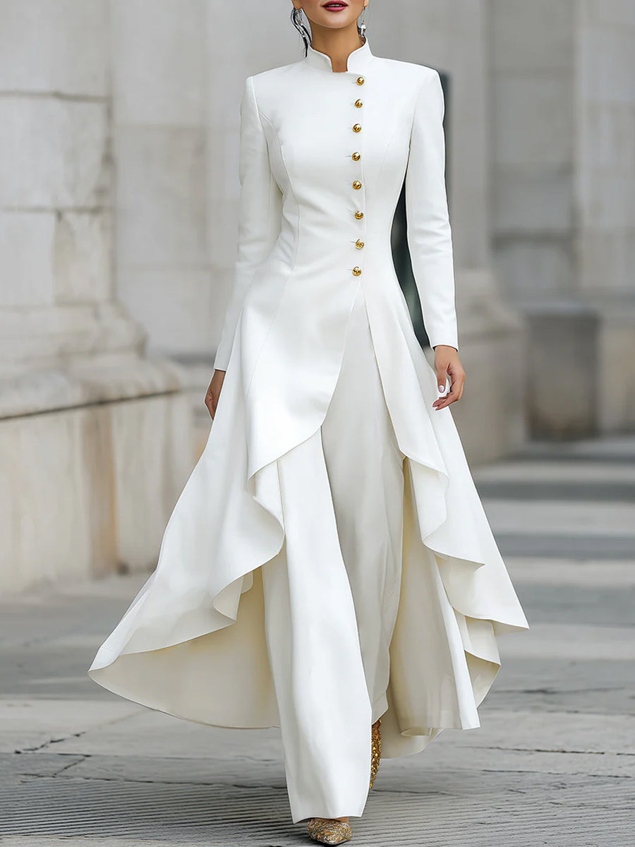 Léon Varel Elegant Front-buttons Long Blazer And Pants Set