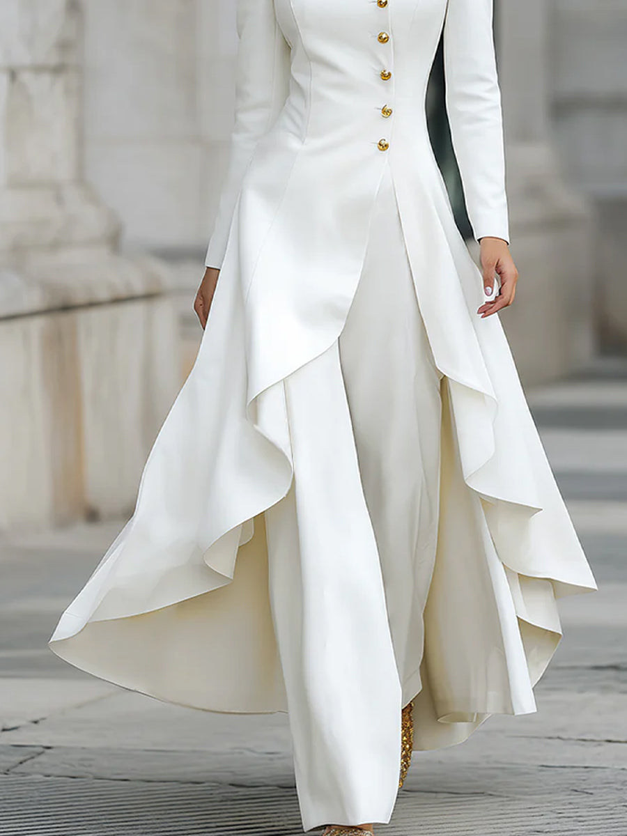 Léon Varel Elegant Front-buttons Long Blazer And Pants Set