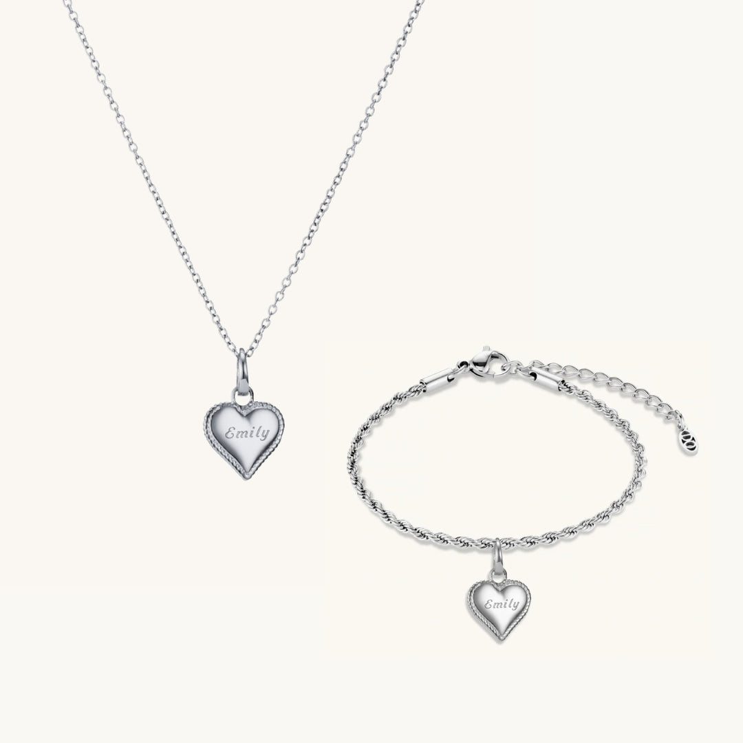 Beaded Heart Set – Silver by Léon Varel