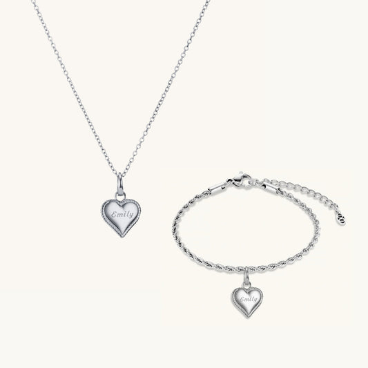 Beaded Heart Set – Silver by Léon Varel