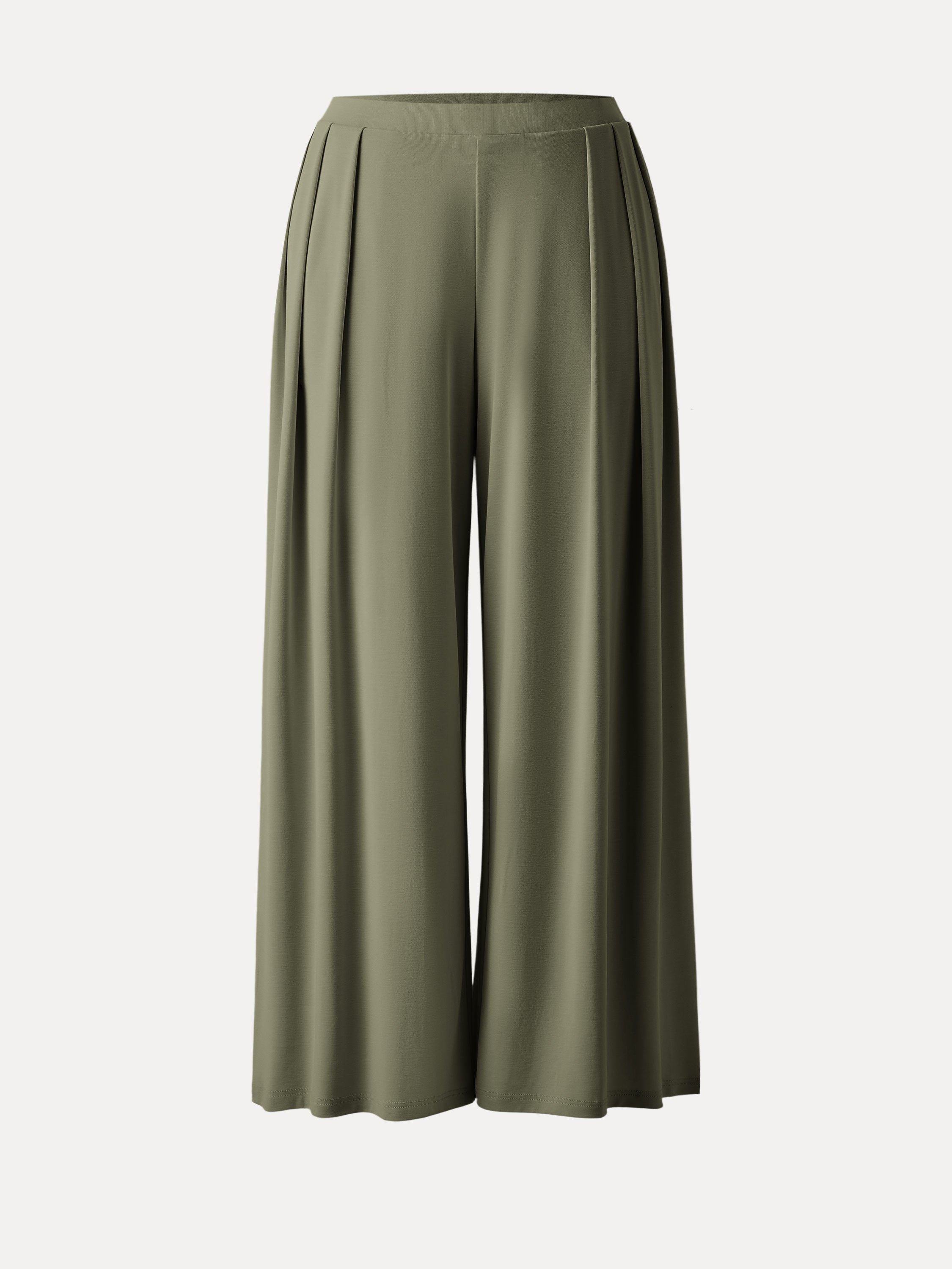 Sandwashed Mid Rise Pleated Wide Leg Palazzo Pant with Pockets