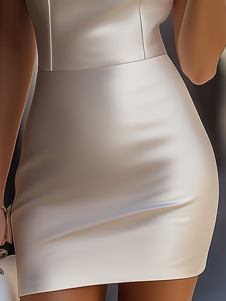 Léon Varel Stylish Satin Halter-Neck Mini Dress