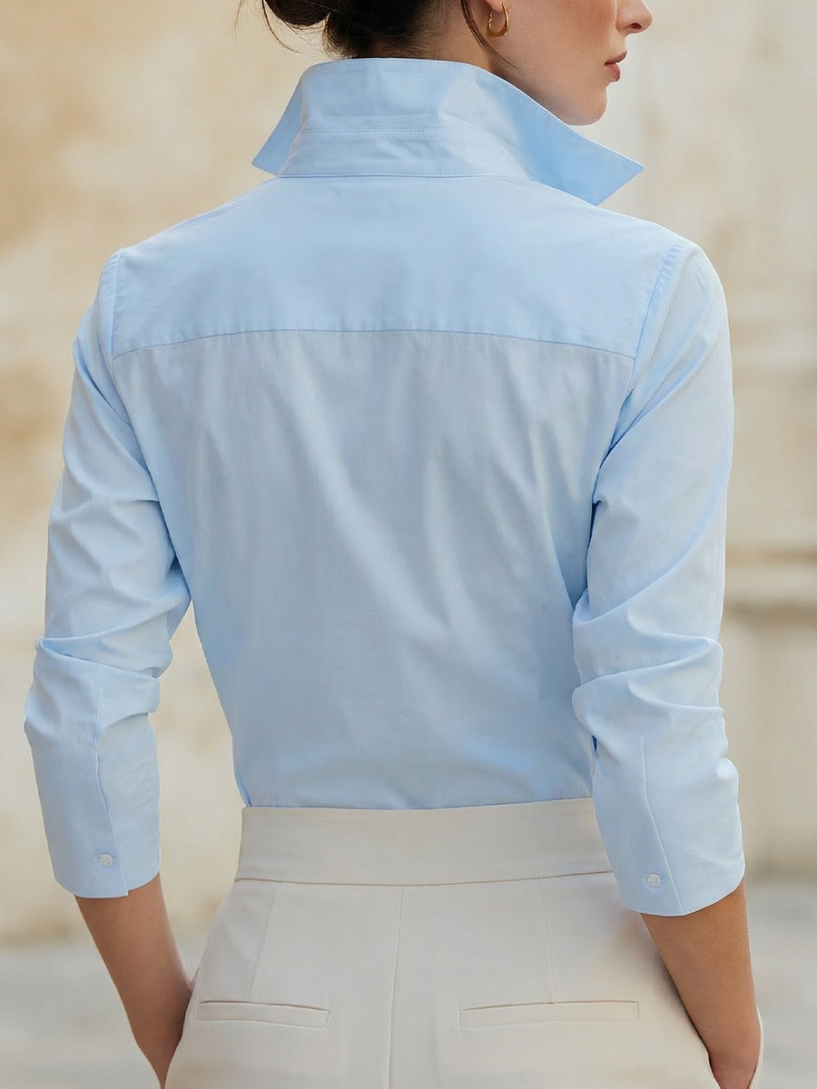 Léon Varel Wrap-Front Tailored Blouse With Structured Collar