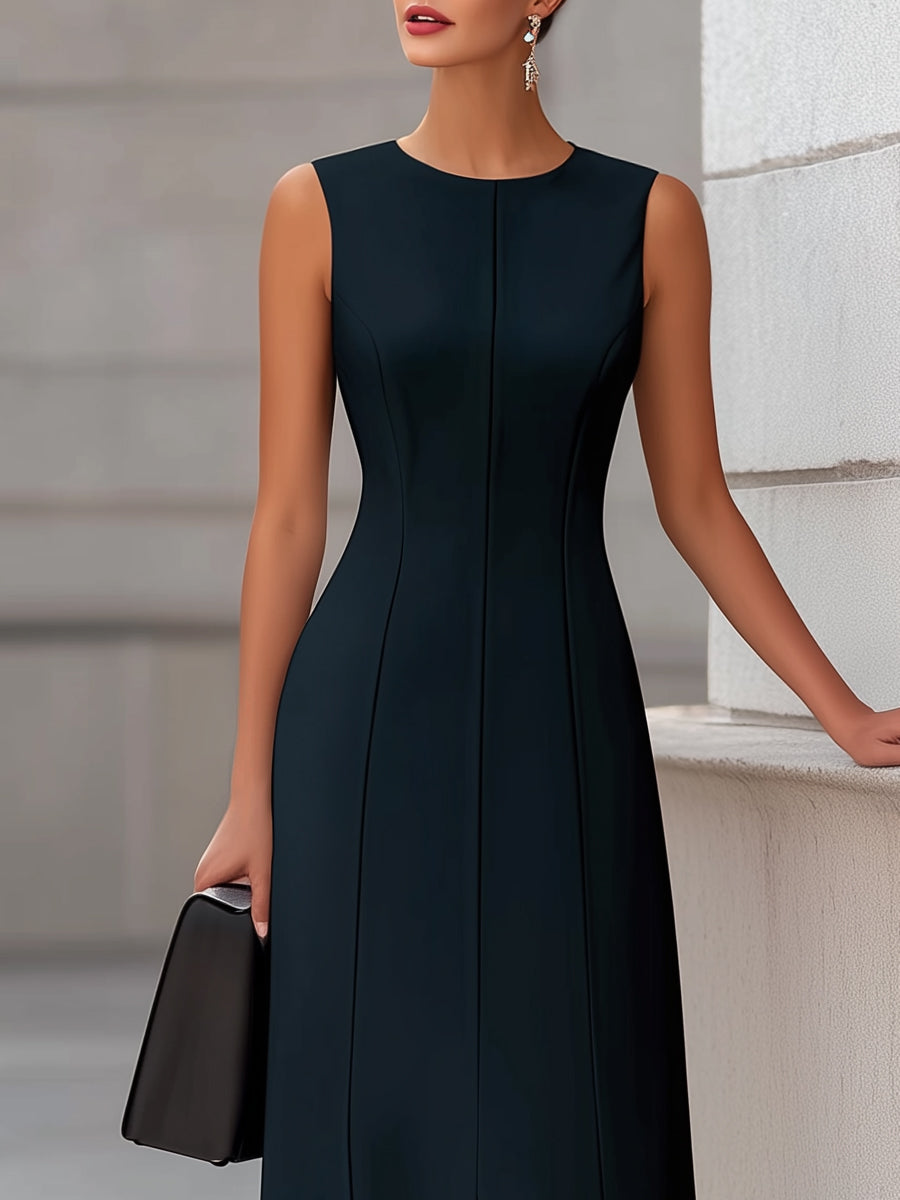 Léon Varel Sleeveless Seam Sculpted Front Slit Maxi Dress