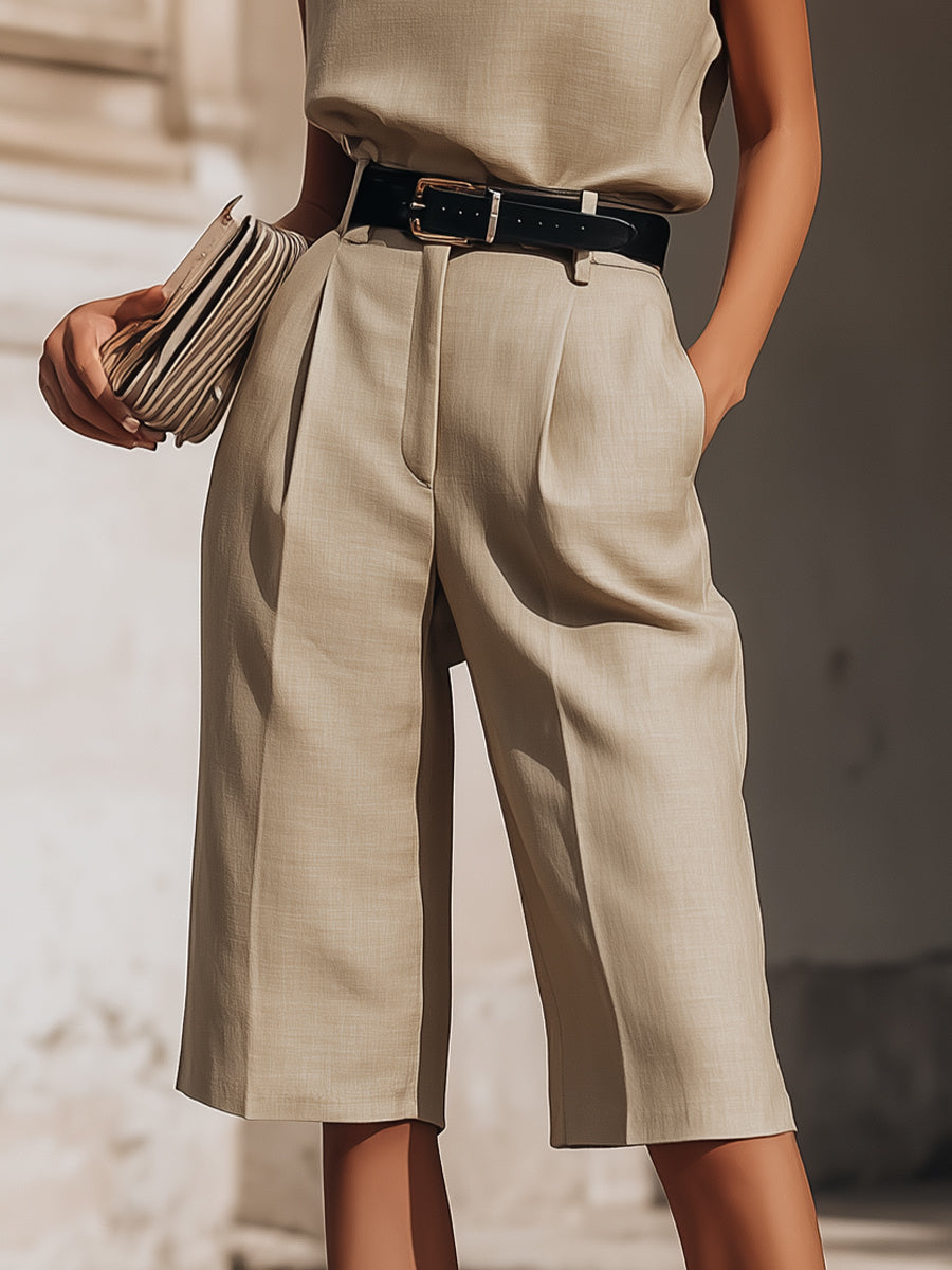 Léon Varel Minimalist Structured Sleeveless Top And Tailored Bermuda Shorts Set