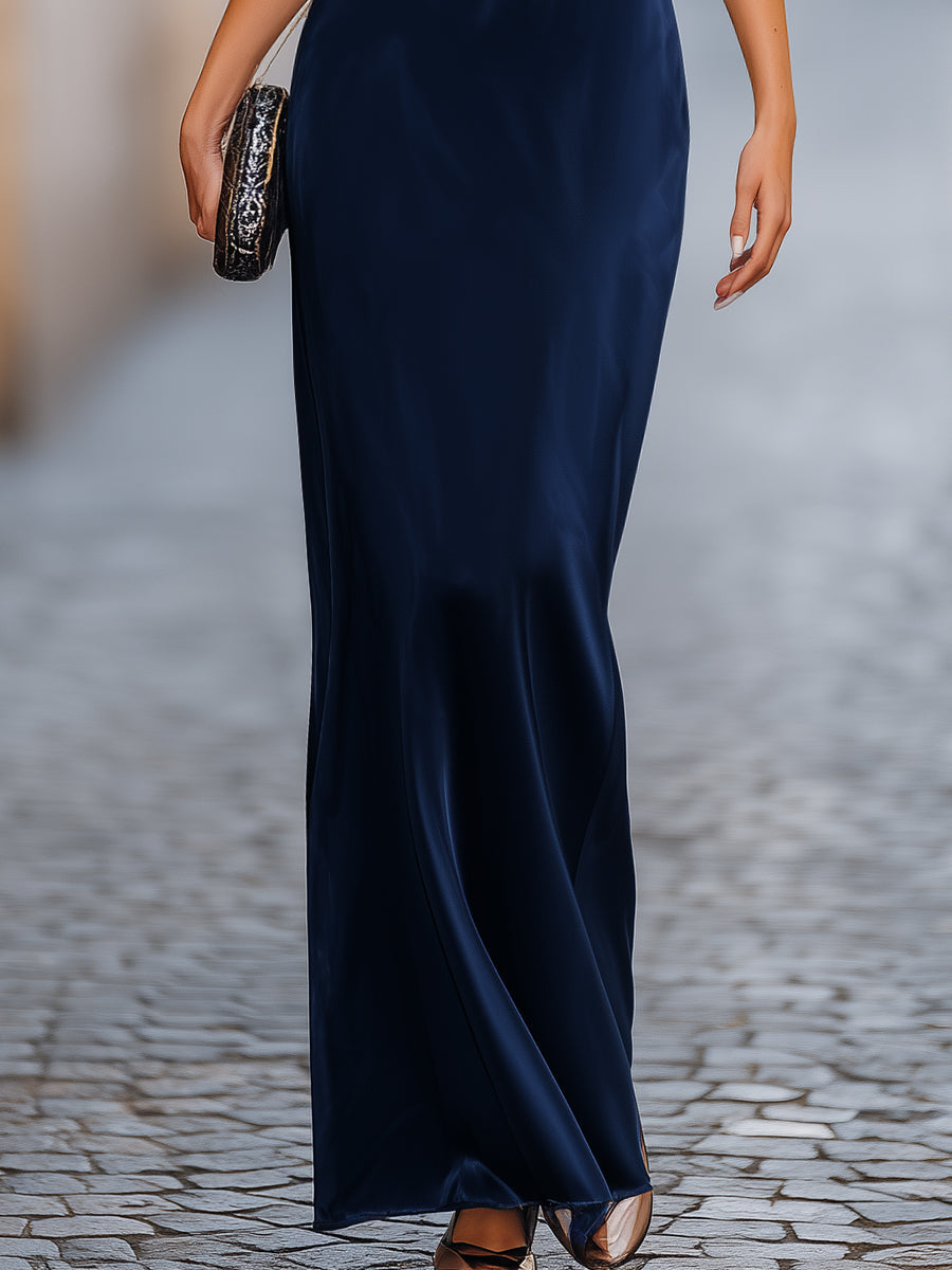 Léon Varel Relaxed Batwing Sleeve Fluid Column Maxi Dress