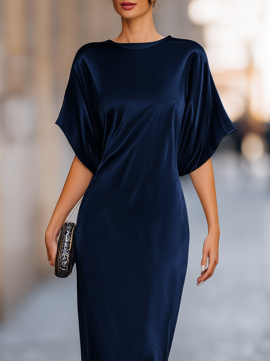 Léon Varel Relaxed Batwing Sleeve Fluid Column Maxi Dress