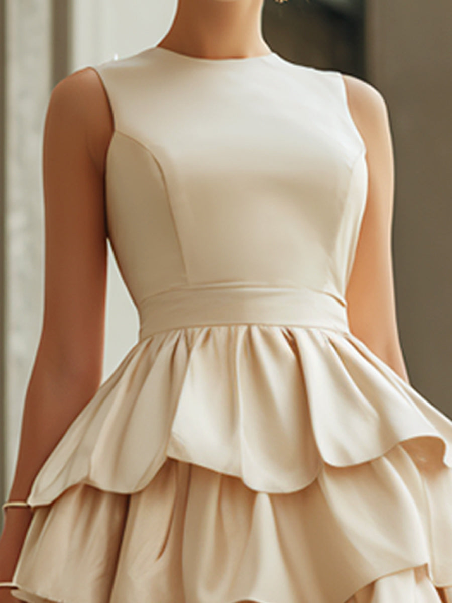 Léon Varel Elegant Tiered Ruffle Sleeveless Mini Dress