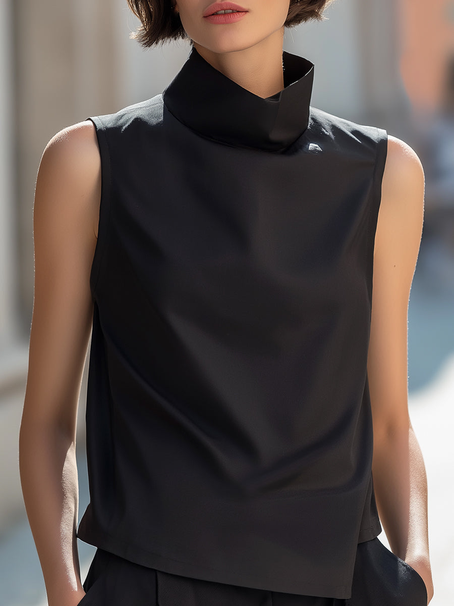 Léon Varel Sleeveless Sculpted High-Neck Minimalist Top