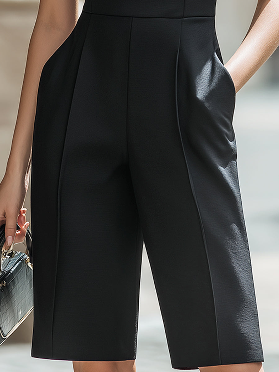 Léon Varel Sleeveless Tailored Wide-Leg Bermuda Romper