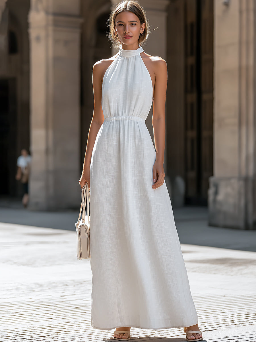 Léon Varel Sleeveless Halter Neck Flowing Maxi Dress