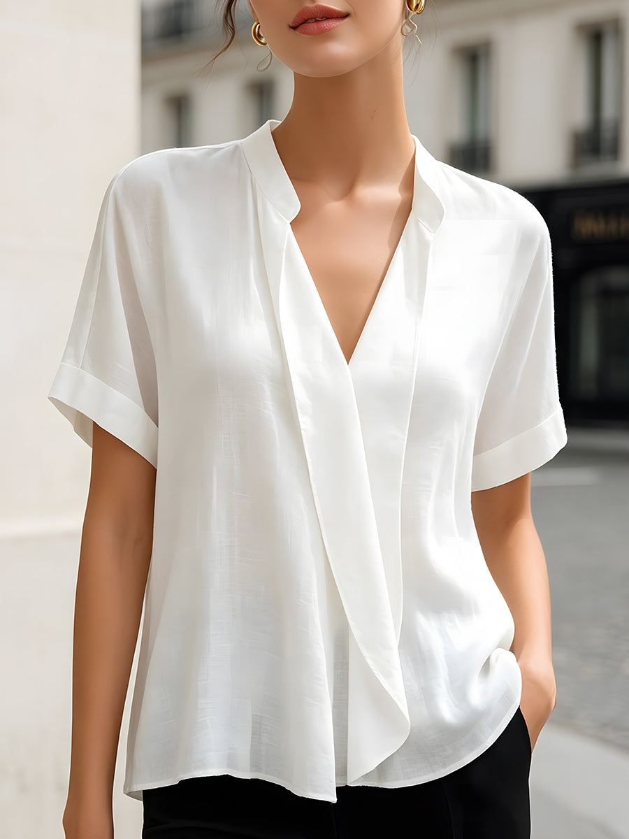 Léon Varel Relaxed V-Neck Short Sleeve Blouse