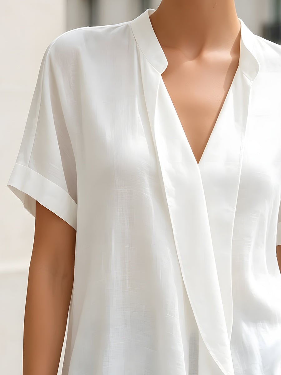 Léon Varel Relaxed V-Neck Short Sleeve Blouse