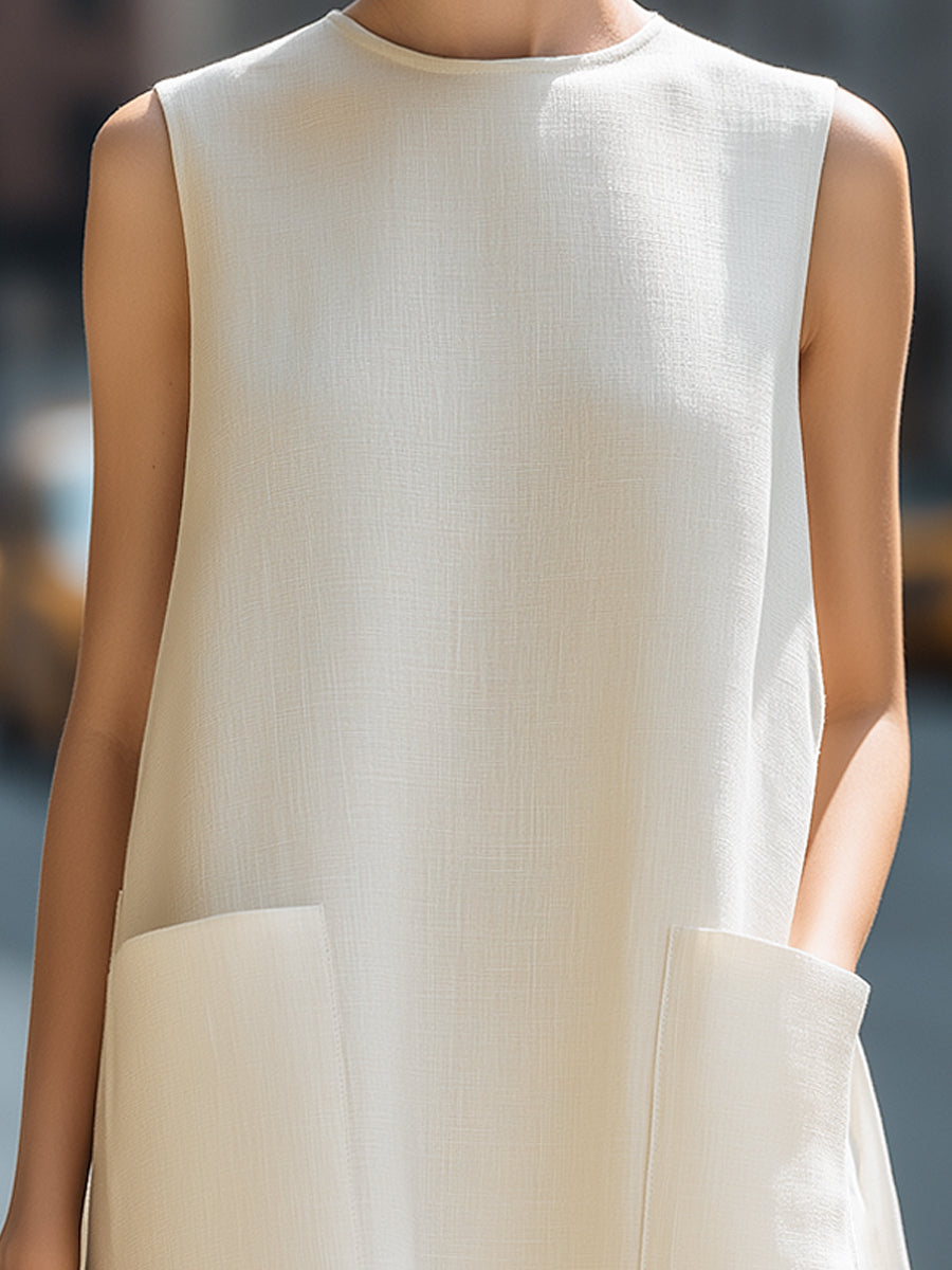 Léon Varel Sleeveless Oversized Pocket Minimalist Tunic Top