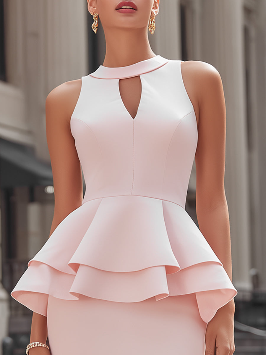 Léon Varel Layered Peplum Halter Mini Dress