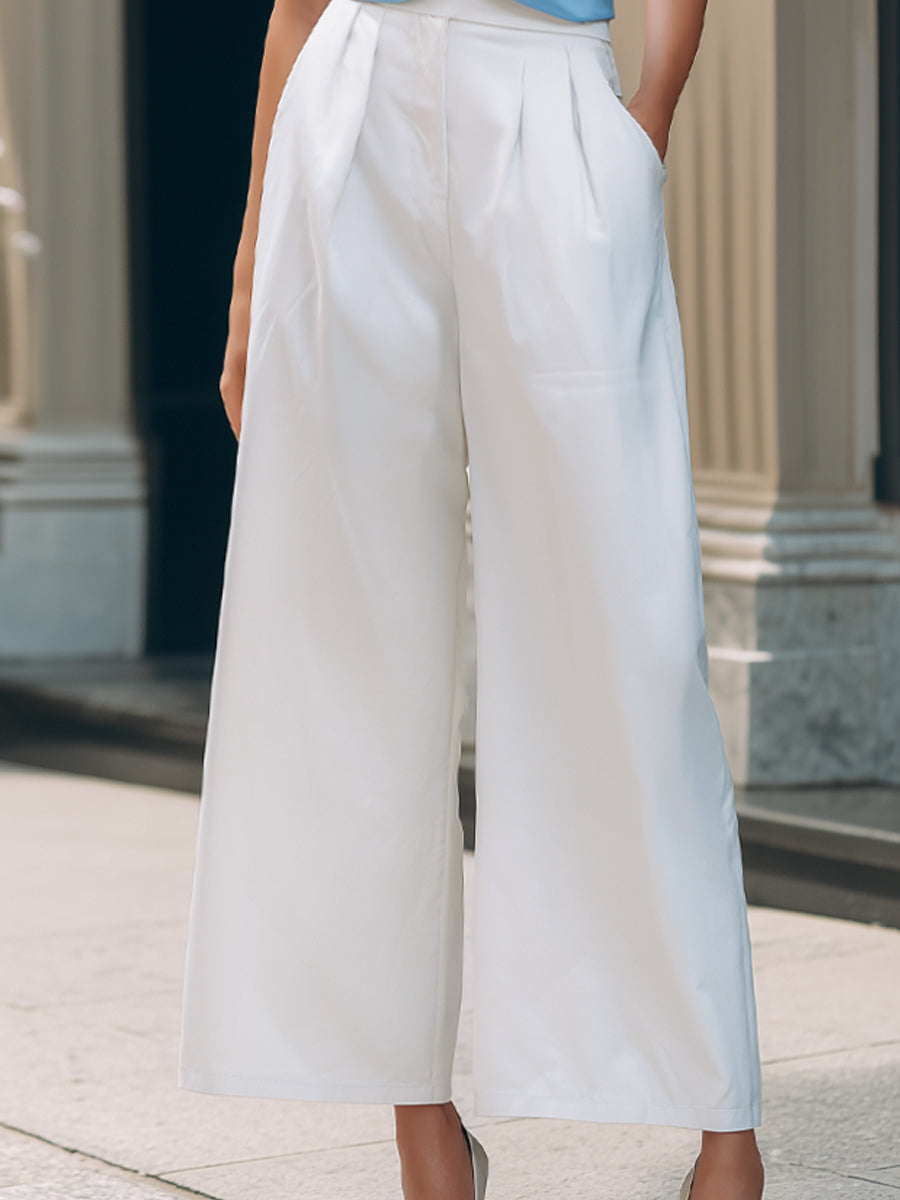 Léon Varel Ruched Button-Front Top & Wide-Leg Pants Set