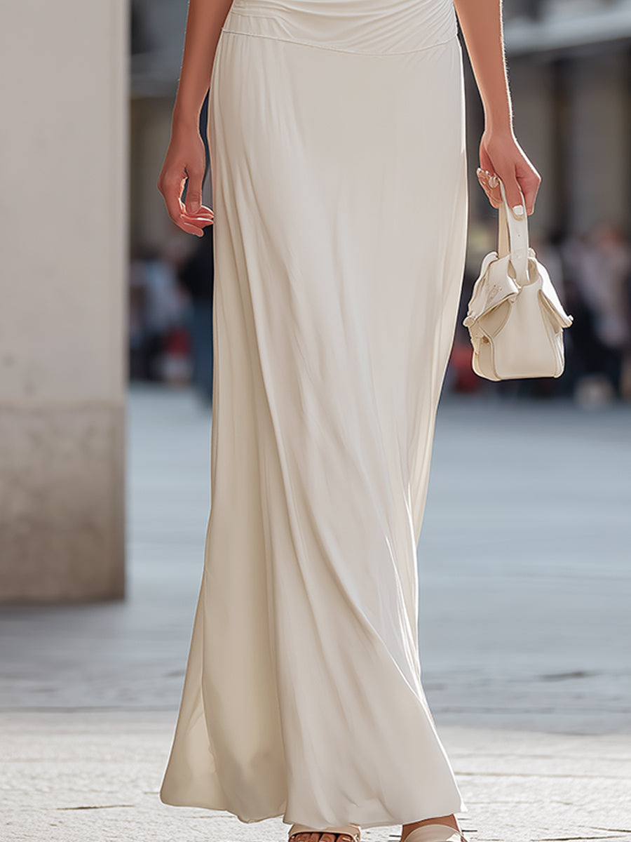 Léon Varel Ruched Wrap Bodice Long Sleeve Maxi Dress