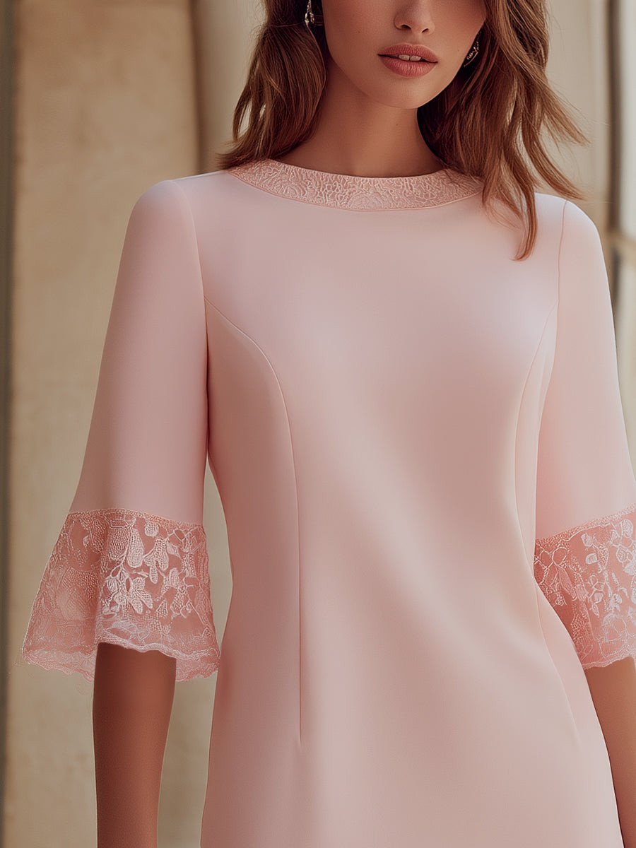 Léon Varel Lace Trim Bell Sleeve Shift Dress
