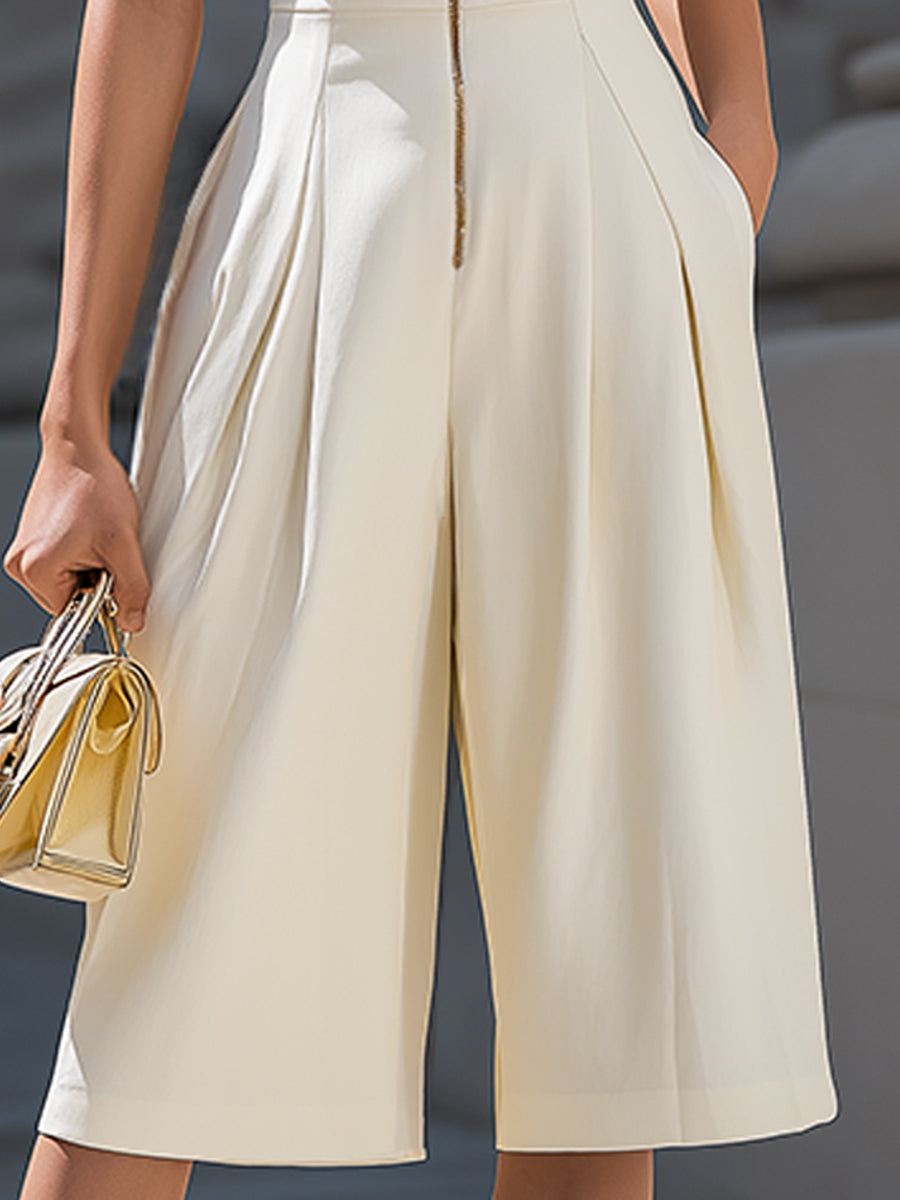 Léon Varel Sleeveless Front Zip Wide Leg Jumpsuit