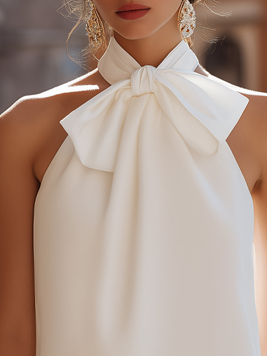 Léon Varel Sleeveless Bow-Tie Halter Blouse