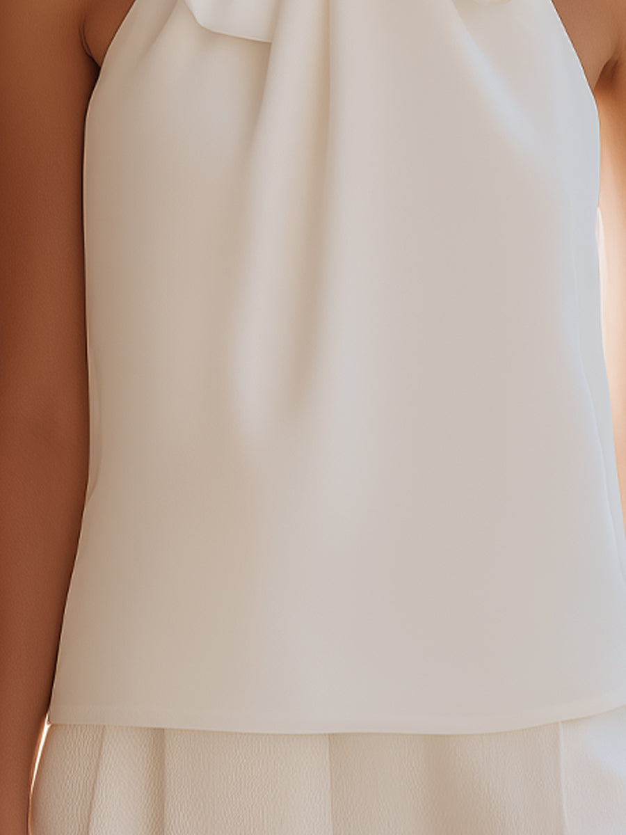 Léon Varel Sleeveless Bow-Tie Halter Blouse