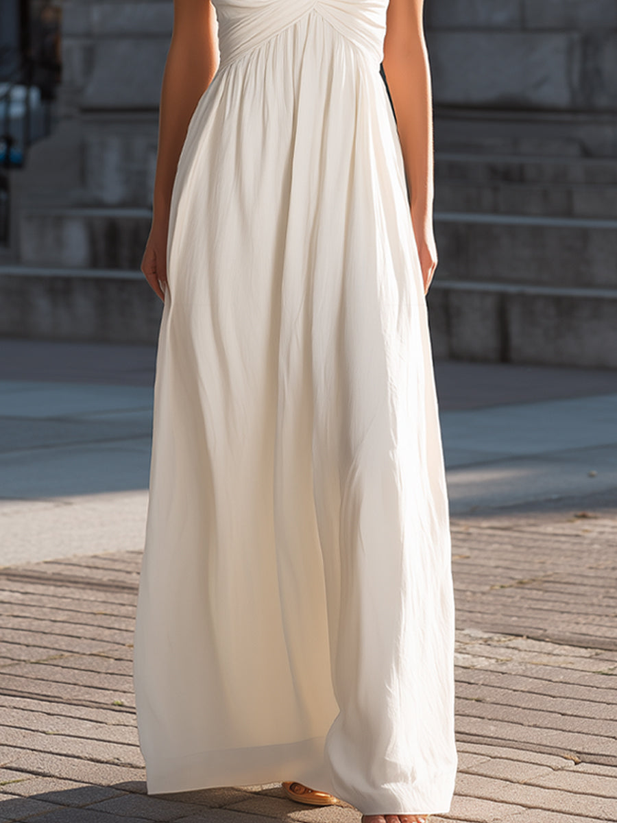Léon Varel Ruched Halter-Neck Flowing Maxi Dress