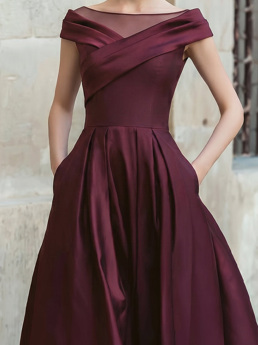 Léon Varel Off-Shoulder Draped High-Low Evening Gown